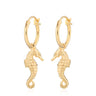 Gold Plated Seahorse Charm Hoop Earrings - Lily Charmed