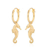 Gold Plated Seahorse Charm Hoop Earrings - Lily Charmed