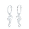 Silver Seahorse Charm Hoop Earrings - Lily Charmed
