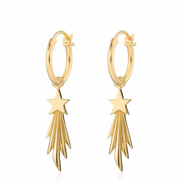 Gold Plated Shooting Star Charm Hoop Earrings - Lily Charmed