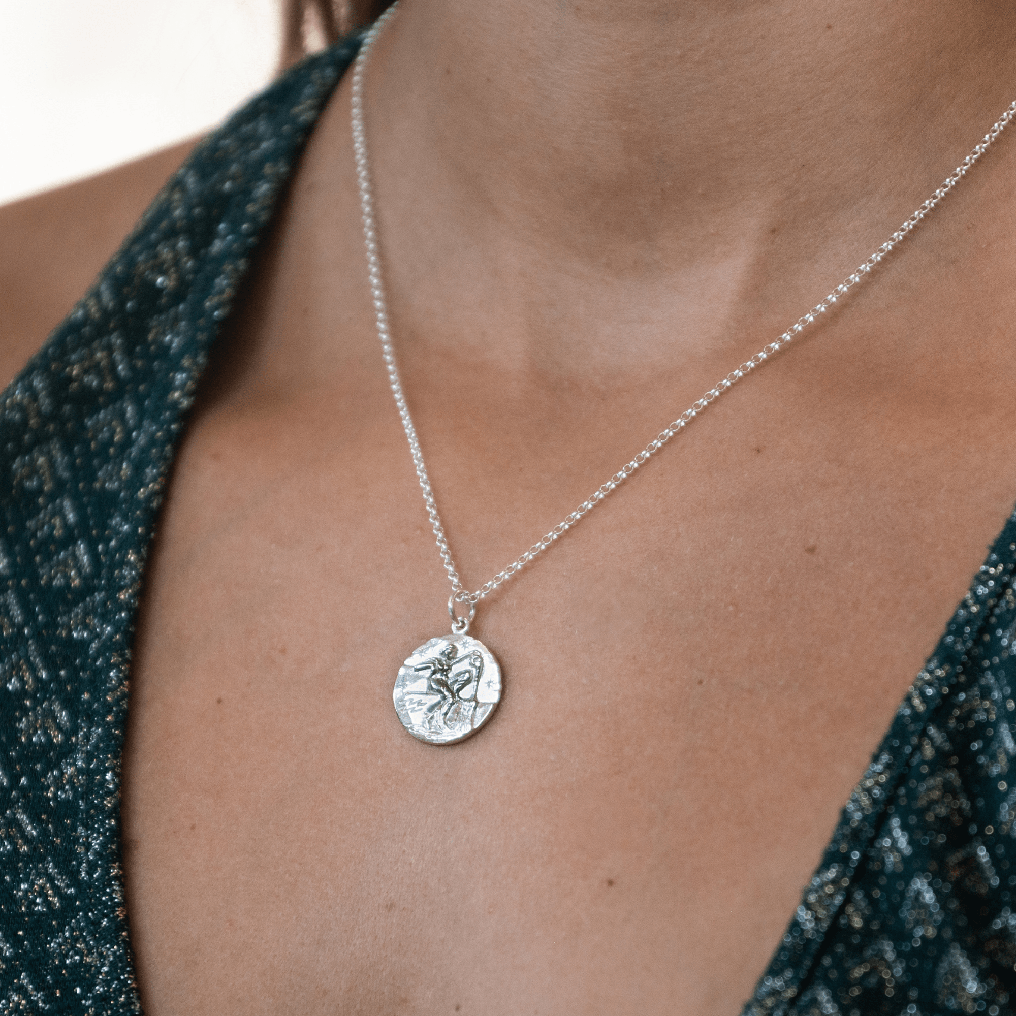 Silver 2025 aquarius pendant