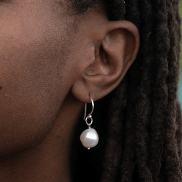 Silver Baroque Pearl Hook Earrings