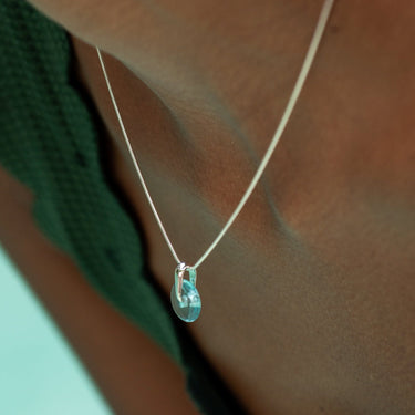 Silver Turquoise Spinning Disc Snake Chain Necklace | Lily Charmed Jewellery