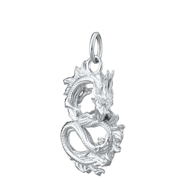 Silver Chinese Dragon Charm | Loong Wood Dragon Charm | Lily Charmed