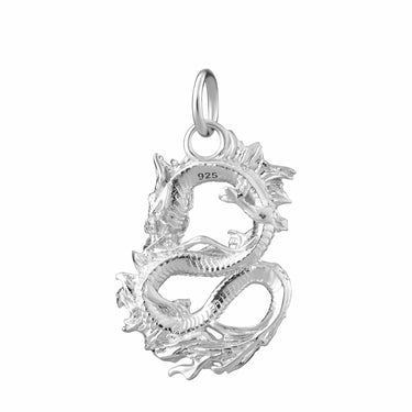 Silver Chinese Dragon Charm | Loong Wood Dragon Charm | Lily Charmed