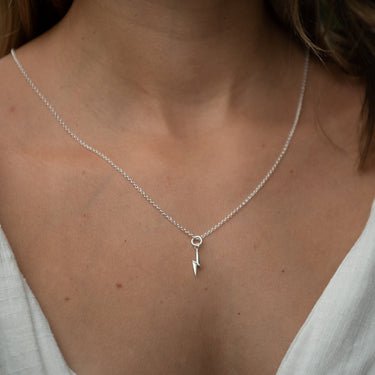 Silver Lightning Bolt Necklace - Lily Charmed