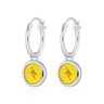 Silver Yellow Lightning Resin Charm Hoop Earrings - Lily Charmed