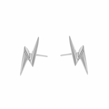 Silver Lightning Bolt Stud Earrings - Lily Charmed