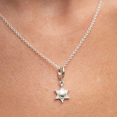 Silver Sheriff Badge Charm Necklace | Police Badge Pendant