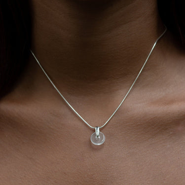 Silver Clear Spinning Disc Snake Chain Necklace | Lily Charmed Necklaces