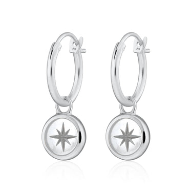 Silver White Star Resin Charm Hoop Earrings - Lily Charmed
