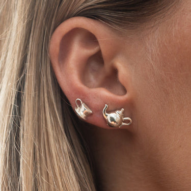 Silver Teapot and Teacup Stud Earrings - Lily Charmed