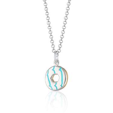 Silver Party Ring Necklace with Turquoise Enamel | Biscuit Charm Jewellery by Lily Charmed