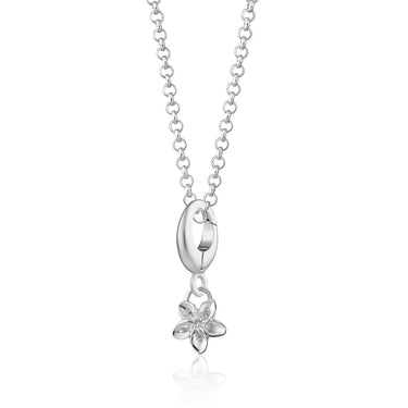 Silver Forget Me Not Flower Charm Necklace | Floral Pendant Necklace