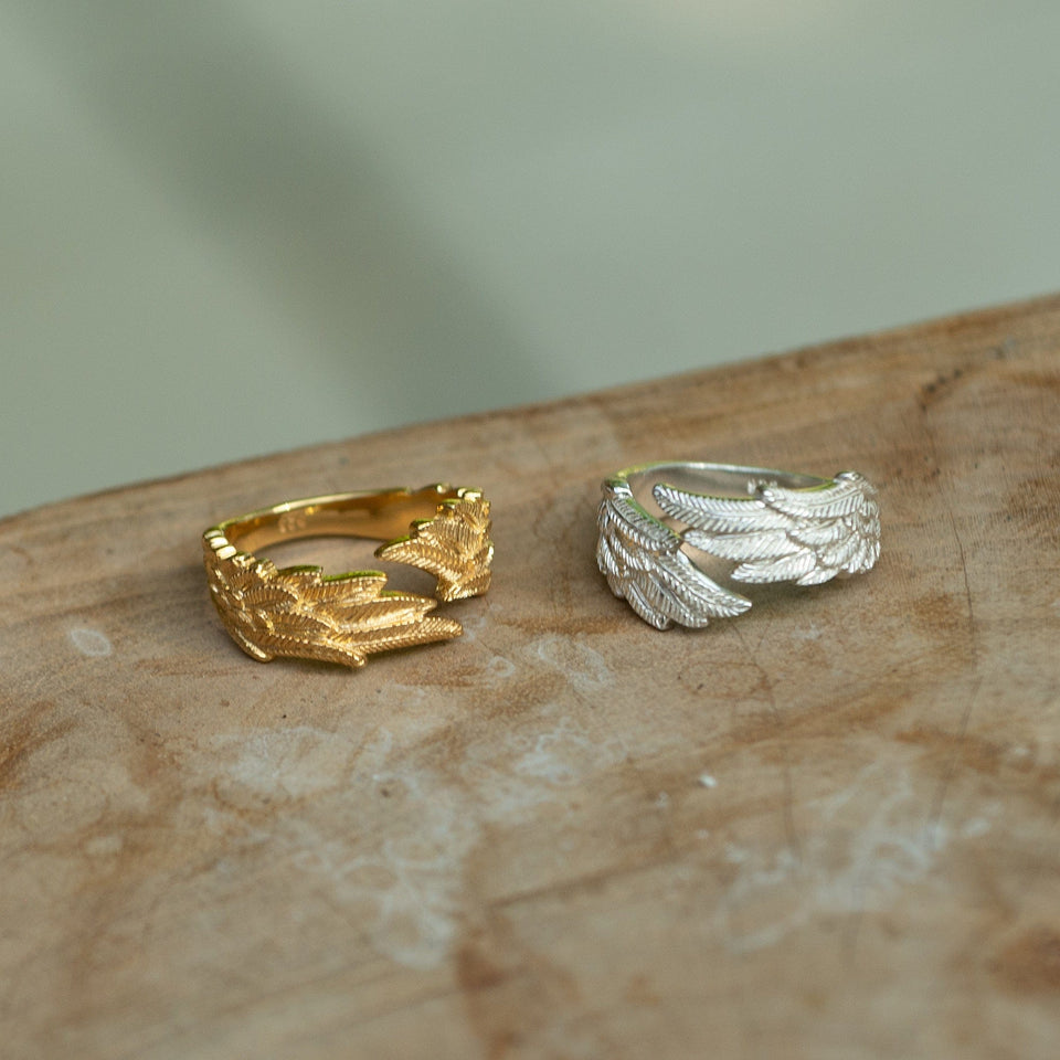 Silver Angel Wing Hug Ring – Lily Charmed