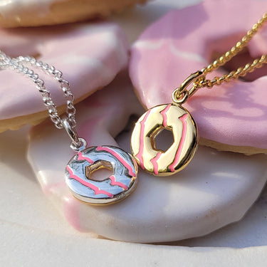 Gold Plated Party Ring Biscuit Charm Necklace  - Lily Charmed