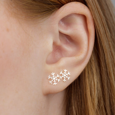 Silver Snowflake Stud Earrings | Christmas Gifts by Lily Charmed