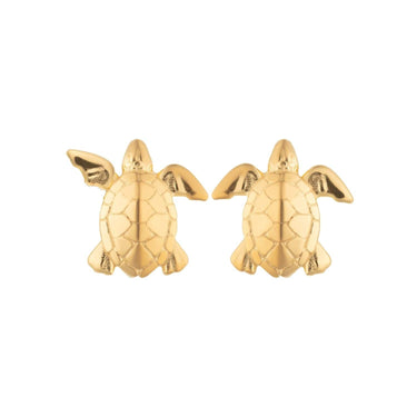 Gold Plated Turtle Stud Earrings - Lily Charmed
