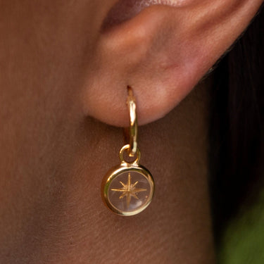 Gold Plated White Star Resin Charm Hoop Earrings - Lily Charmed