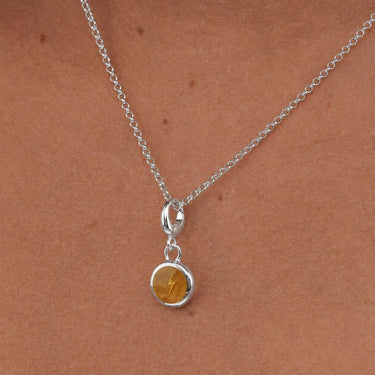 Silver Yellow Lightning Resin Capture Charm Necklace