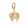 Gold Angel Wings Charm with Universal Clip or Slide on Clasp, Fits Pandora Bracelets