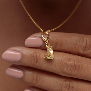 Gold Boxing Glove Charm Necklace | Sports Glove Pendant Necklace