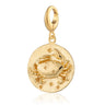 A gold Cancer zodiac charm featuring a crab with stars compatible with Pandora
