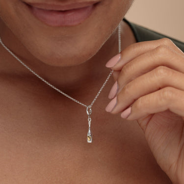 Silver Champagne Bottle Charm Necklace - Lily Charmed