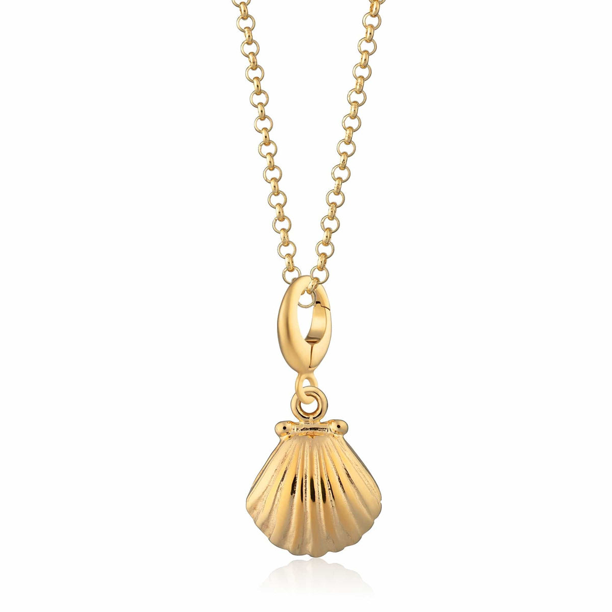 Lily Charmed Gold Clam Shell Charm Necklace