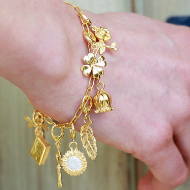 Gold Plated Four Leaf Clover Charm bracelet |Good Luck Charms | Lily Charmed