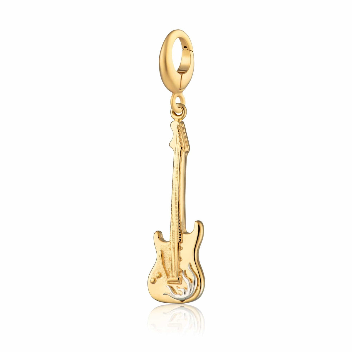 Porte-clés Guitare électrique En Métal Argenté - Pendentif Musical - Neuf Avec étiquettes