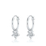 Silver Forget Me Not Flower Charm Hoop Earrings