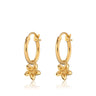 Gold Forget Me Not Flower Charm Hoop Earrings