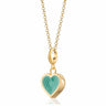 Gold Turquoise Heart Charm Necklace | Heart Penant Necklace