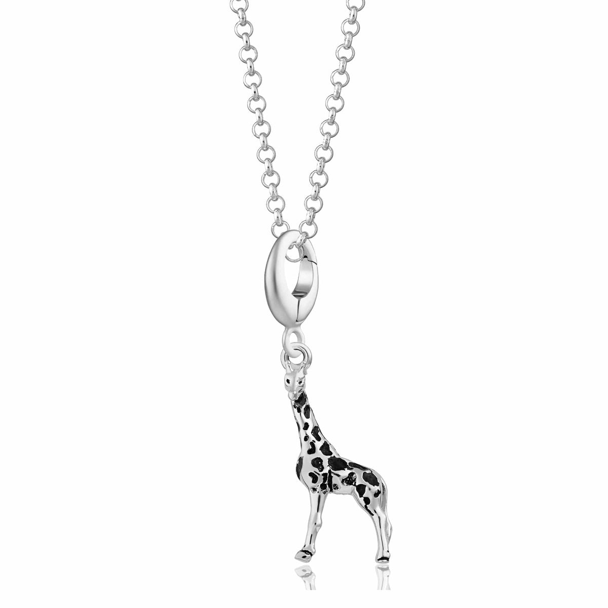 Silver Giraffe Charm Necklace