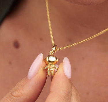 Gold Astronaut Charm Necklace | Spaceman Pendant Necklace