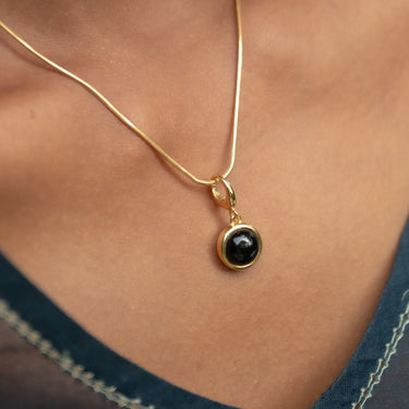 Gold Black Onyx Healing Stone Necklace | Healing Crystal Pendant