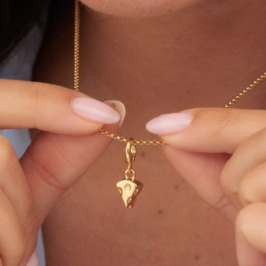 Gold Cheese Slice Charm Necklace | Cheese Pendant Necklace