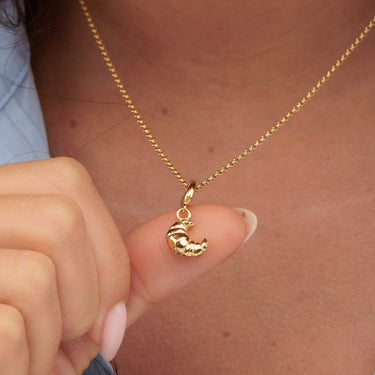 Gold Croissant Charm Necklace | Pastry Pendant Necklace