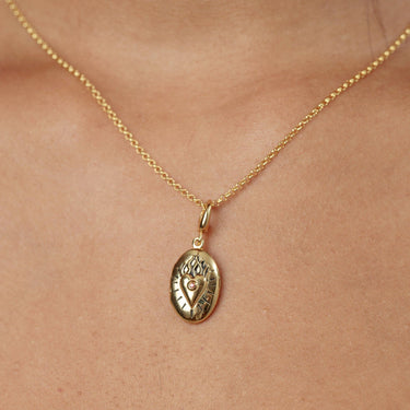 Gold Plated Flaming Heart Locket Necklace | Lily Charmed