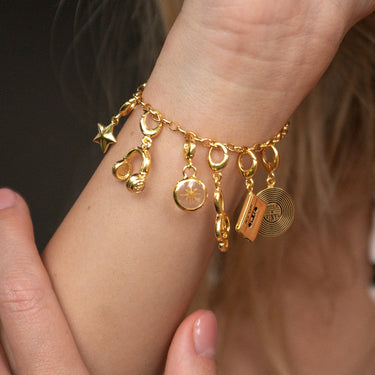 Gold Headphones Charm on Bracelet | Music-themed Jewellery | Lily Charmed