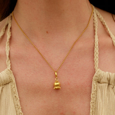 Gold Lily Of The Valley Flower Charm Necklace | Floral Pendant