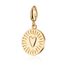 Gold Heart Disc Charm with universal charm clasp compatible with Pandora