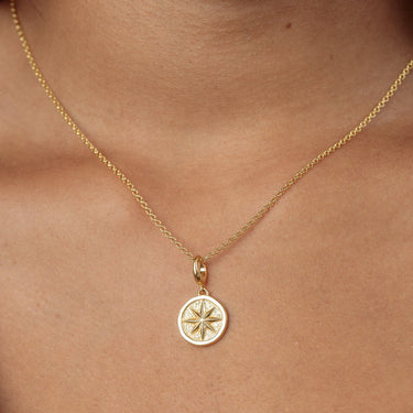 Gold North Star Coin Charm Necklace | Celestial Pendant