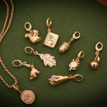 Gold Oak Leaf Charm with Gold Nature Charms
