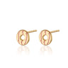 Gold Party Ring Biscuit Stud Earrings with Pink Enamel