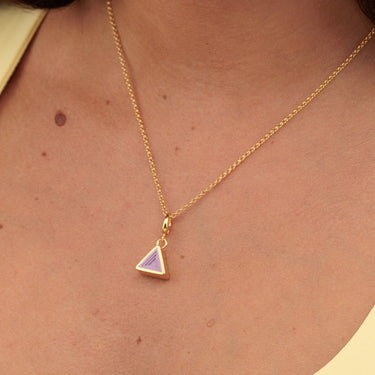 Gold Plated Geometric Purple Triangle Charm Necklace