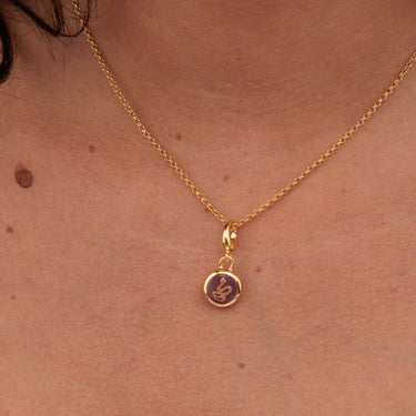Gold Purple Snake Resin Charm Necklace | Snake Penant Necklace