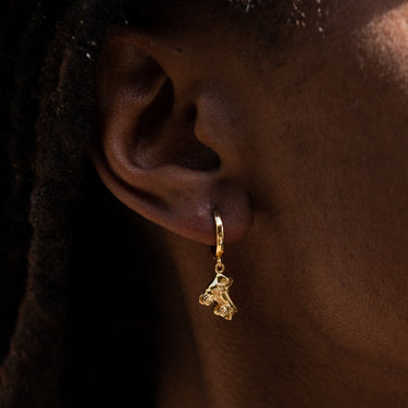 Gold Plated Roller Skate Charm Hoop Earrings