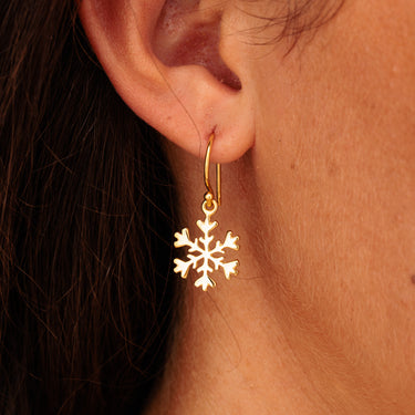 Gold Snowflake Hook Earrings 